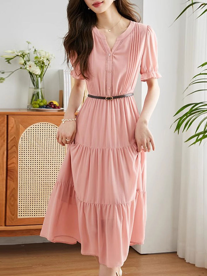 Makayla Vacation Ruffle Chiffon Dress