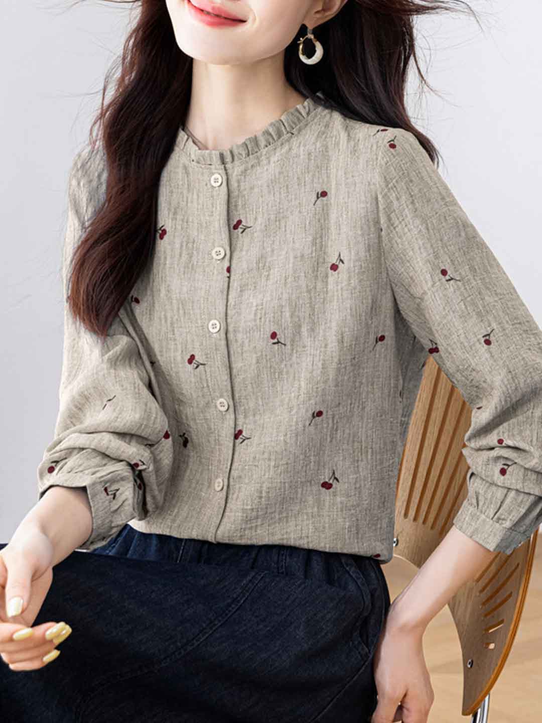 Kayla Classic Auricular Printed Top