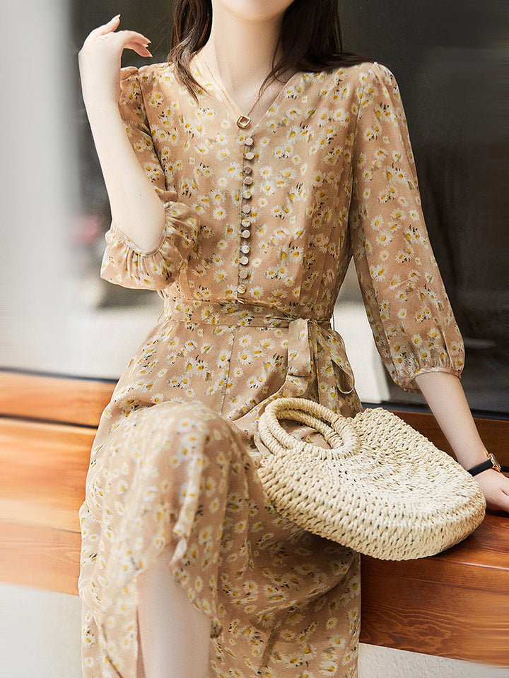 Elizabeth Vintage Daisy Printed Dress