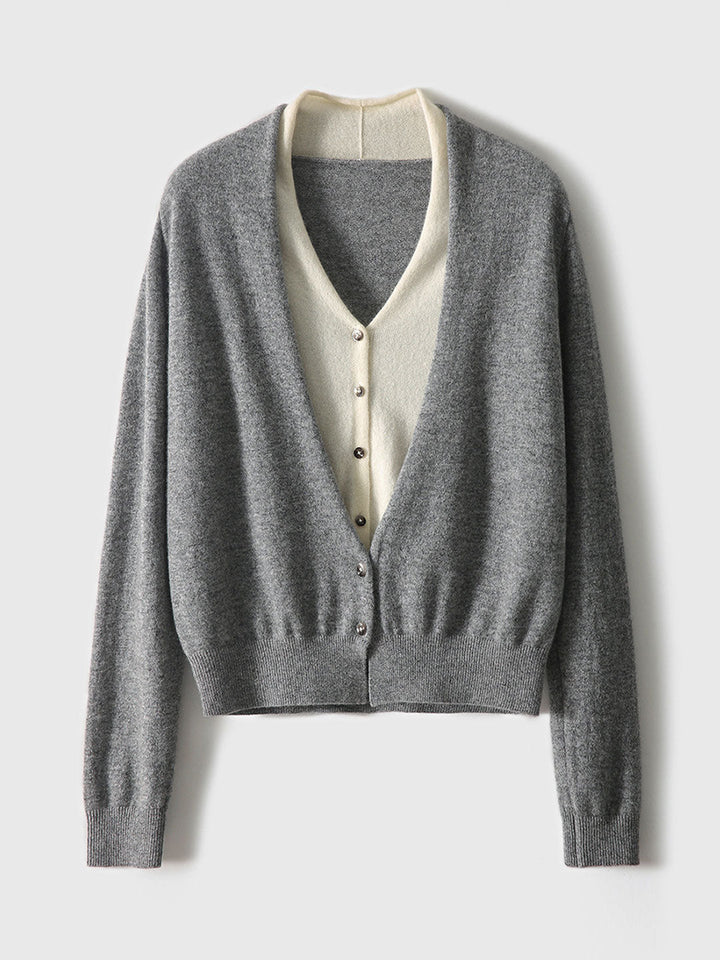 Ruby Classic V-neck Knitted Cardigan Skirt Set