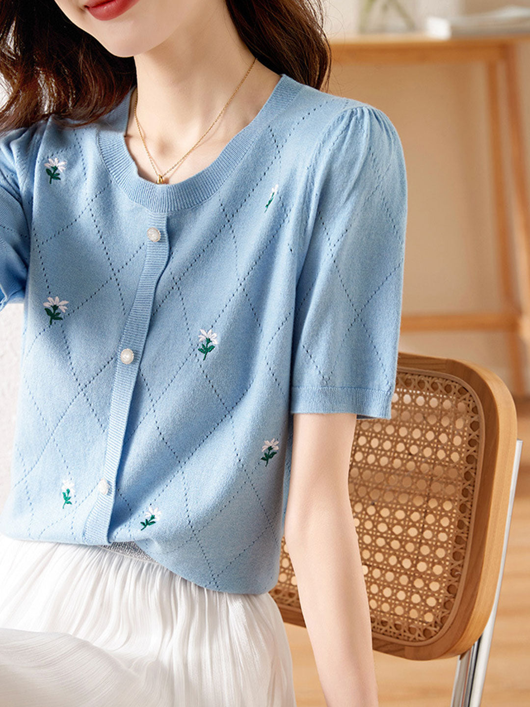Natalie Classic Diamond Knitted Top