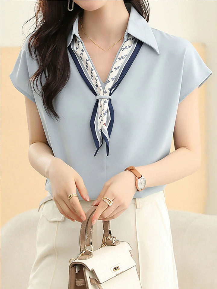 Khloe Casual Paneled Chiffon Shirt