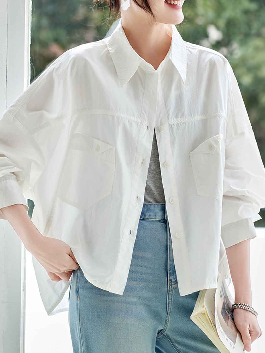 Hannah Loose Lapel Solid Color Shirt