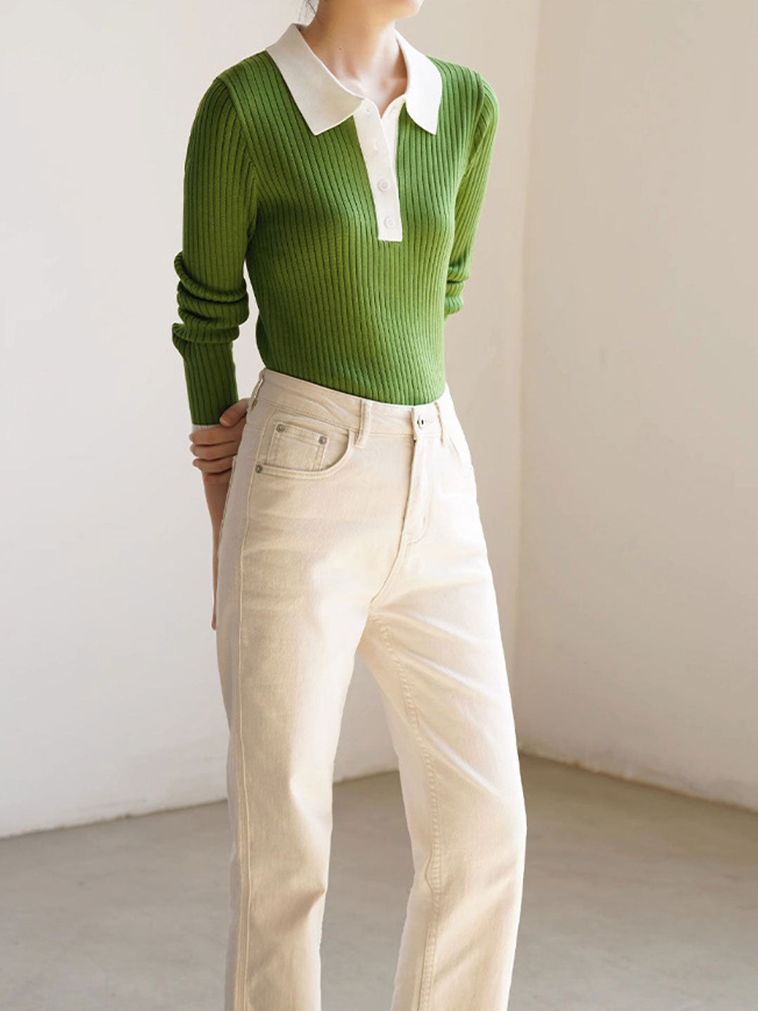 Jessica Retro Contrast Color Slim Knitted Sweater