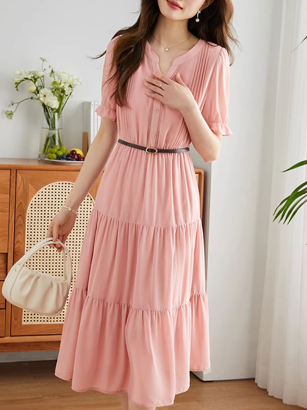 Makayla Vacation Ruffle Chiffon Dress