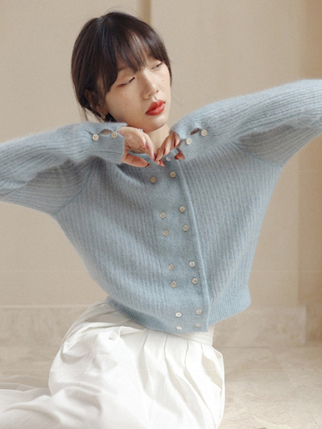 Alena French Style Double-breasted Knitted Cardigan