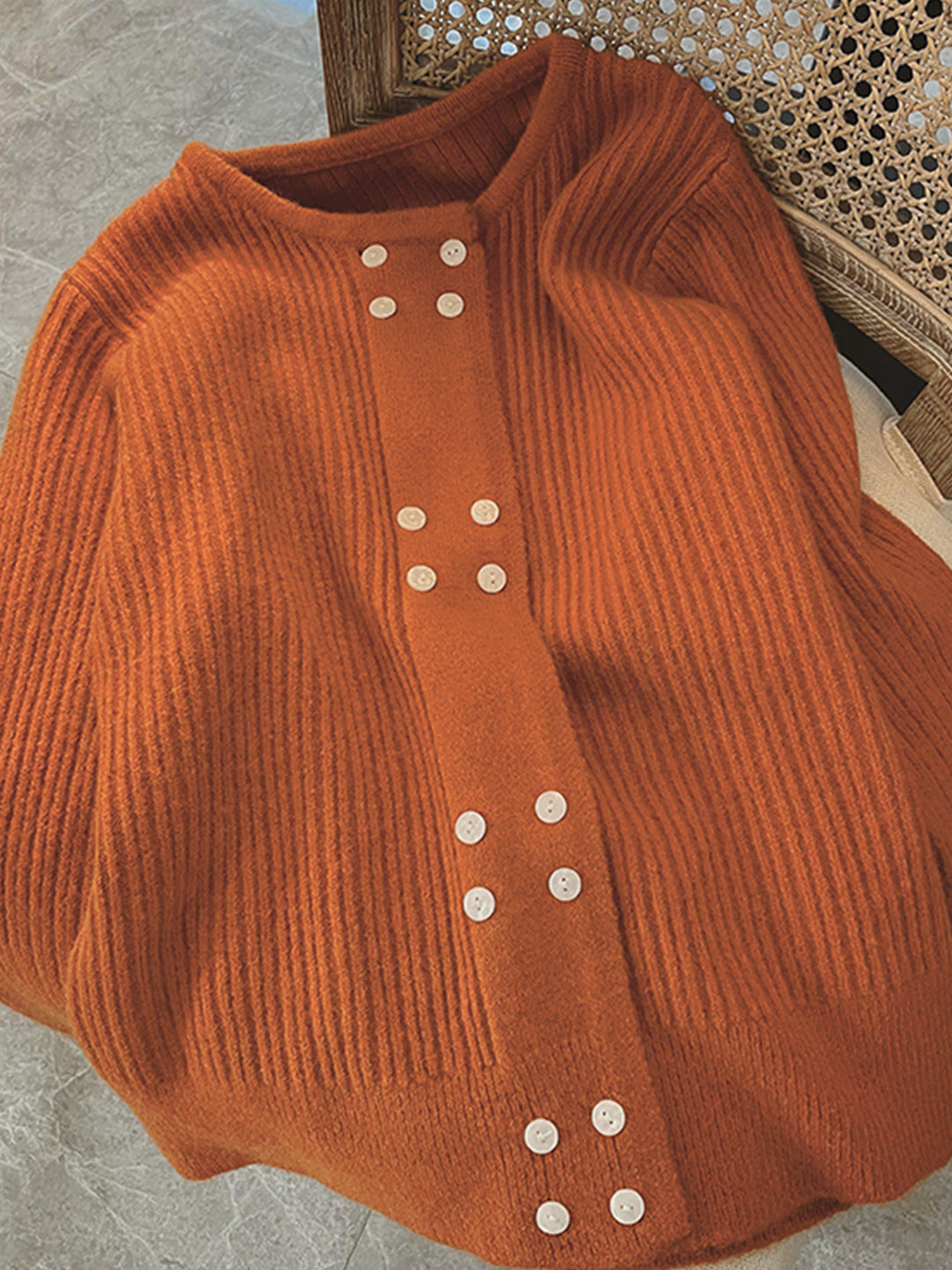 Alena French Style Double-breasted Knitted Cardigan