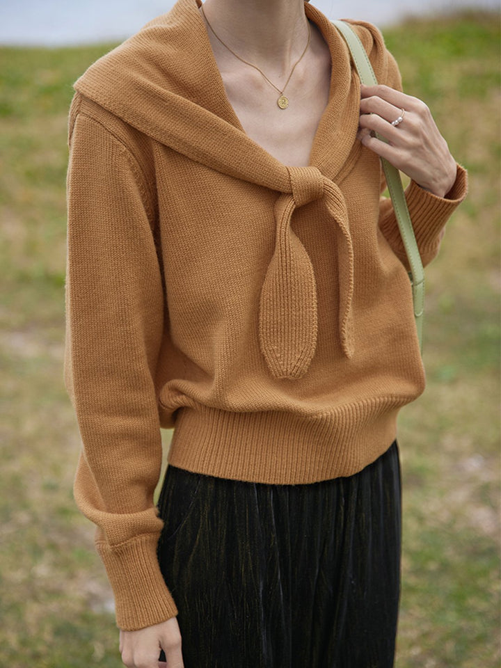 Kelly Knit V-Neck Vintage Sweater-Blue