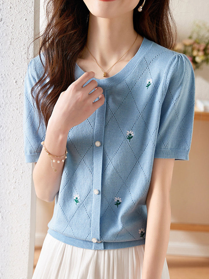 Natalie Classic Diamond Knitted Top