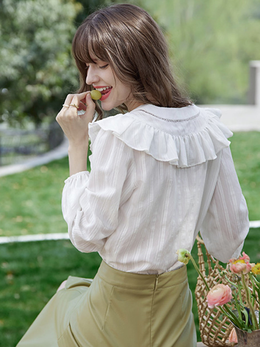 ROSELOVELLE Delicate Lace V-Neck Blouse