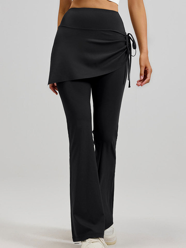 High-Waisted Mock Two-Piece Yoga Flared Pants&Skirt