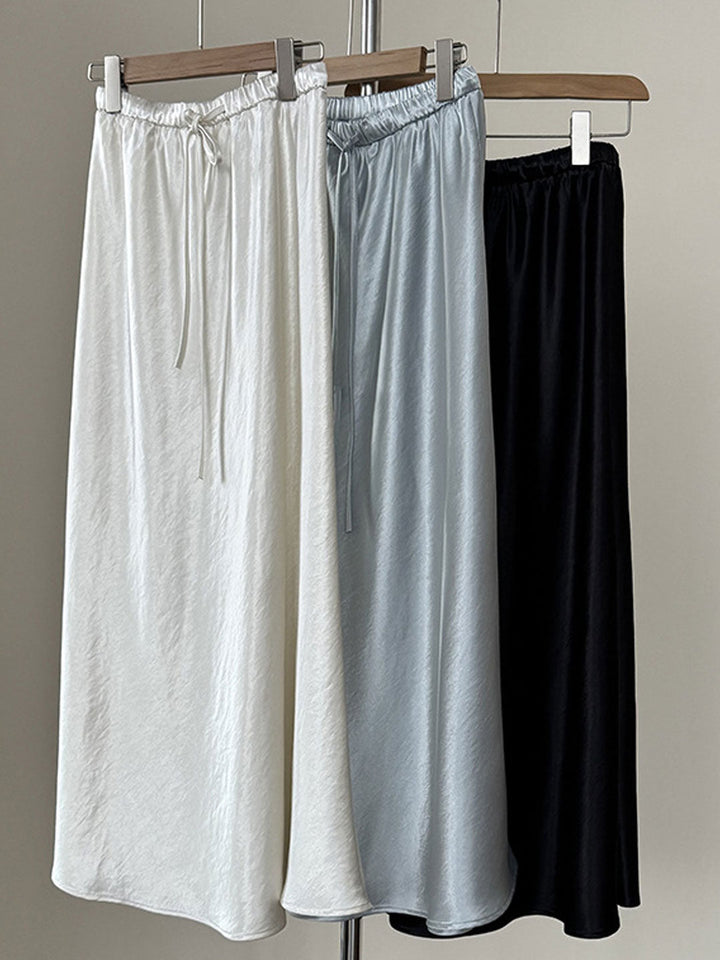 Mary Elegant Solid Color Satin Skirt