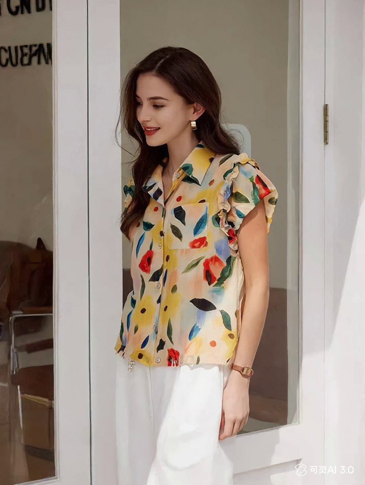 Ava Casual Polo Floral Printed Shirt