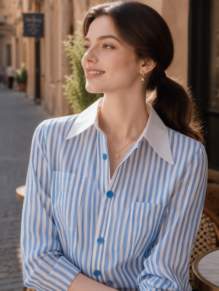 Hailey Daily Lapel Striped Shirt