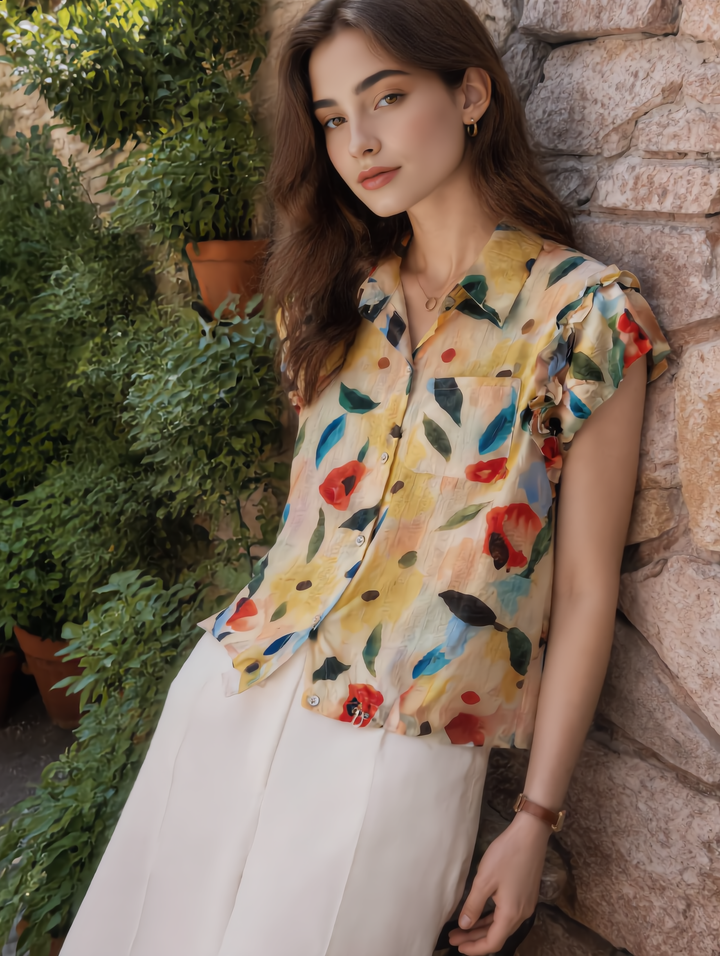 Ava Casual Polo Floral Printed Shirt