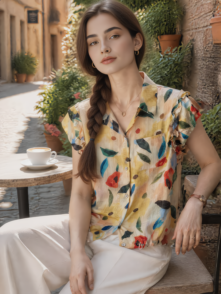 Ava Casual Polo Floral Printed Shirt