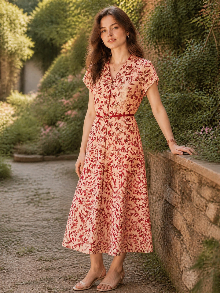 Abigail Daily V-Neck Printed Chiffon Dress