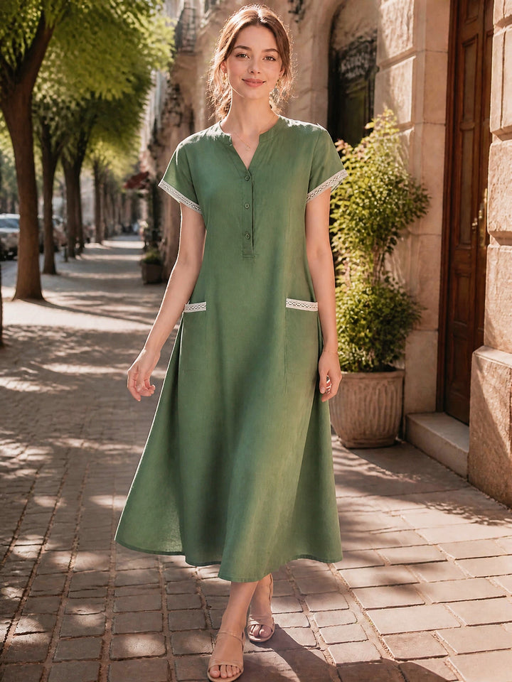 Grace Loose V-Neck Patchwork Dress