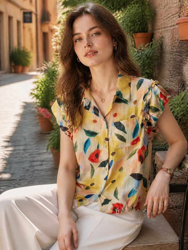 Ava Casual Polo Floral Printed Shirt