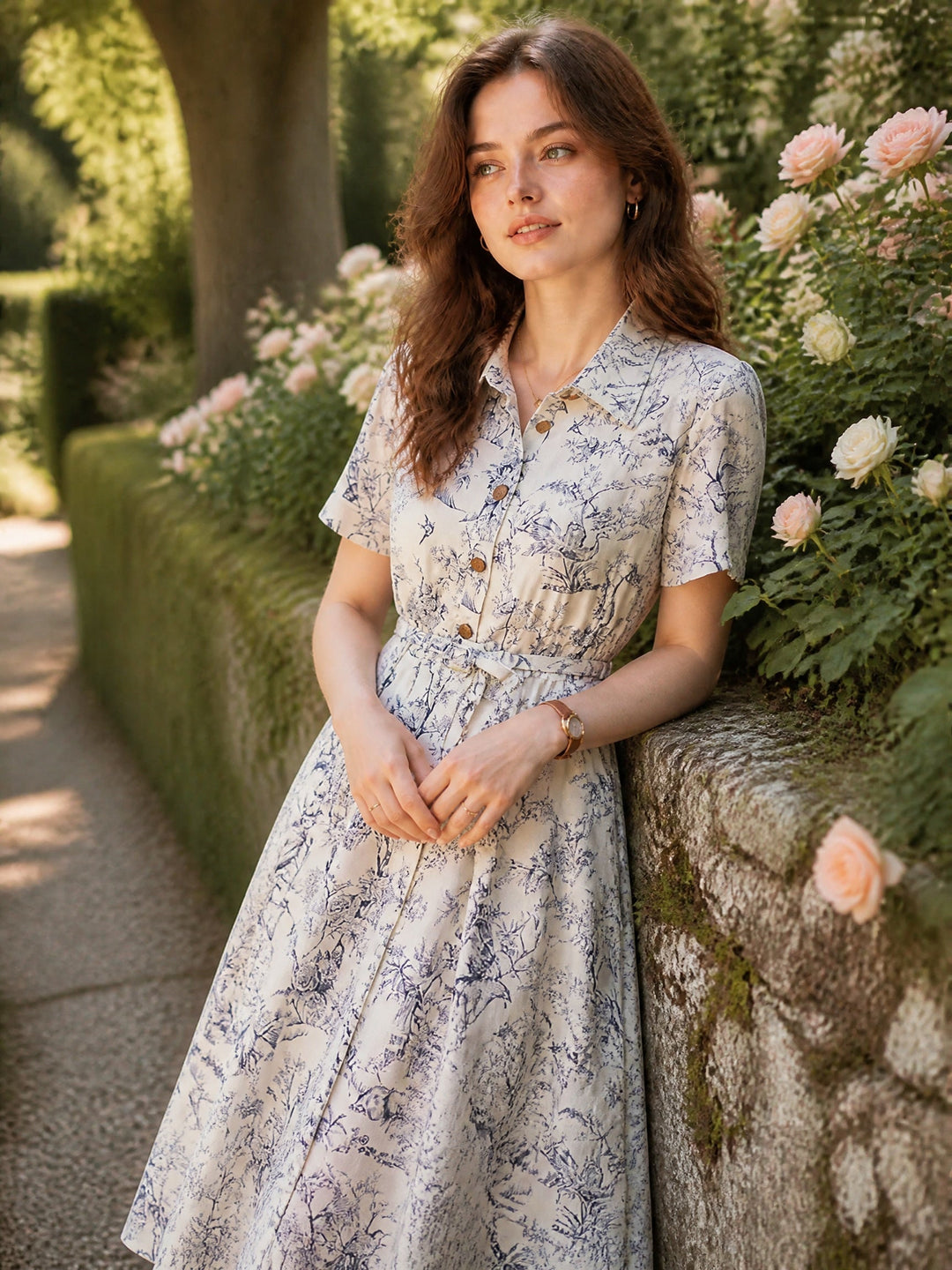 Gianna Elegant Lapel Printed Dress