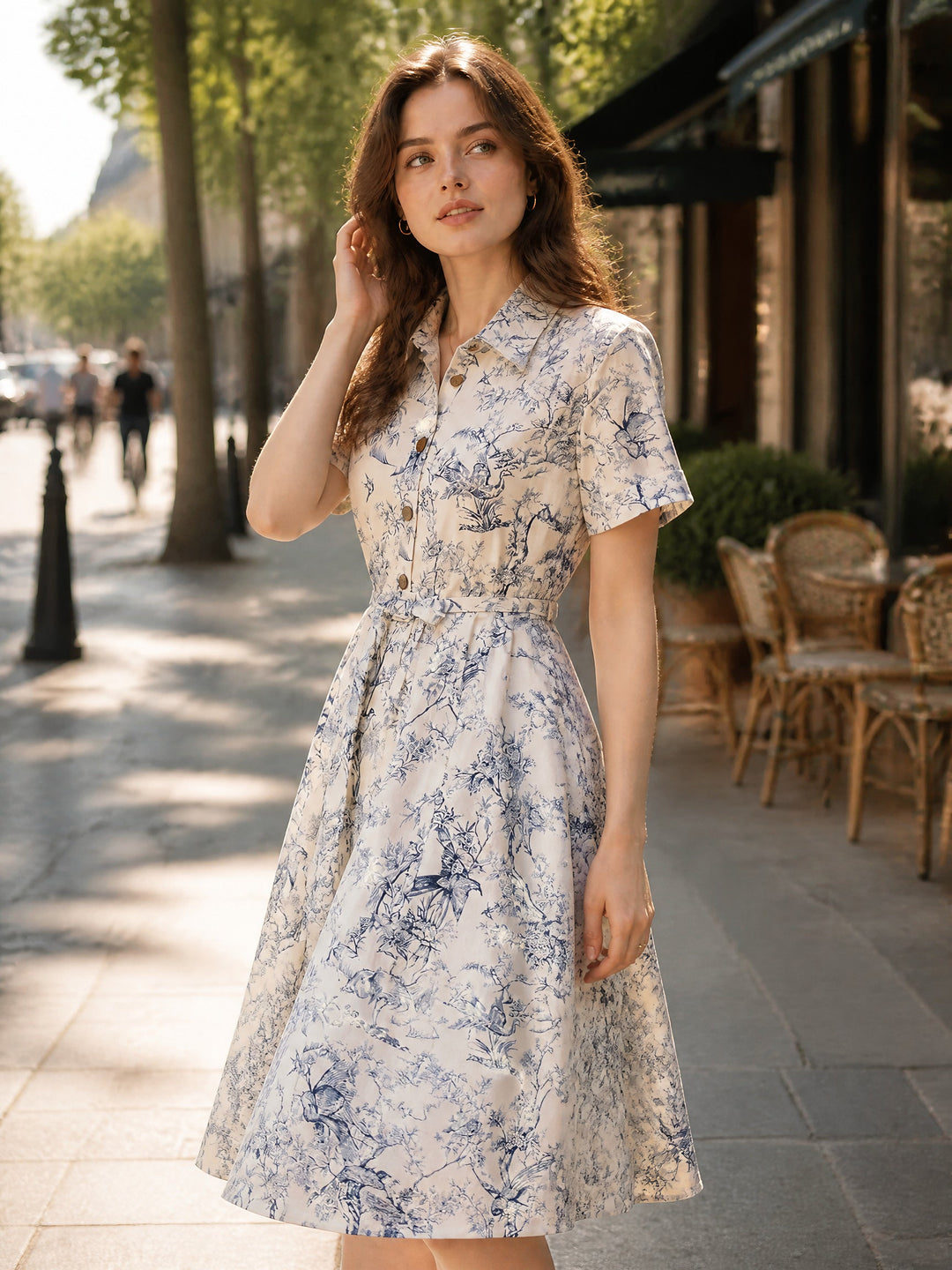 Gianna Elegant Lapel Printed Dress